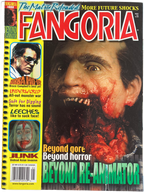 Fangoria Magazine #222 cover featuring a gore-filled horror scene from Beyond Re-Animator with vintage grindhouse style text