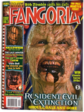 Magazine cover of Fangoria #266 featuring a zombie face and horror movie references.