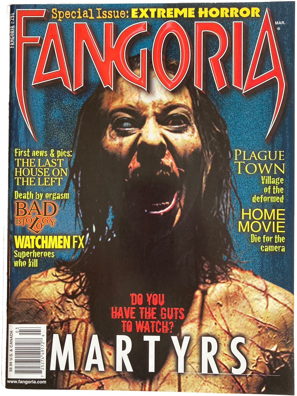 Magazine cover of Fangoria #281 featuring Martyrs