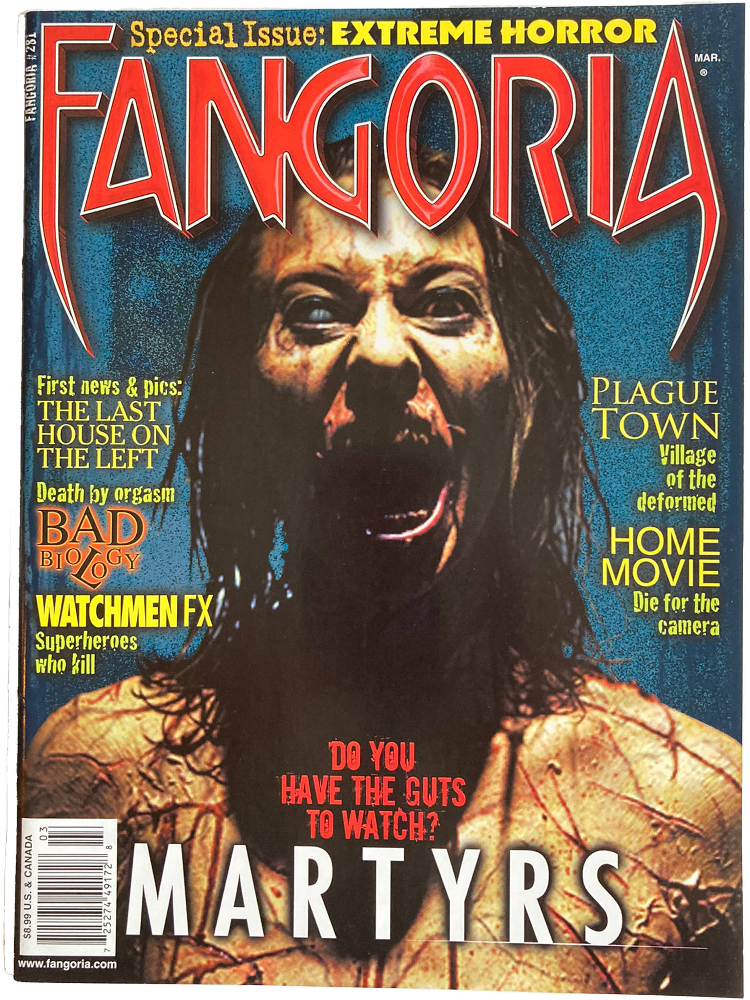 Magazine cover of Fangoria #281 featuring Martyrs