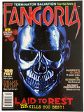 Magazine cover of Fangoria #282 featuring a blue skull with text about movie releases.
