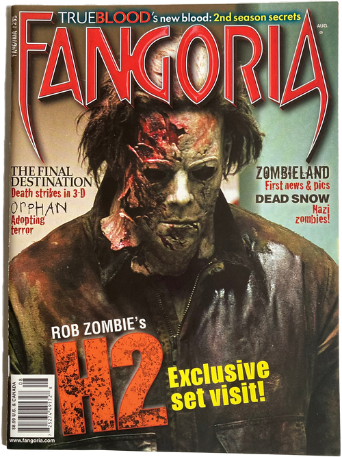 Fangoria magazine issue 285 cover featuring a gruesome zombie face and headlines for Rob Zombie’s H2 and horror movie news
