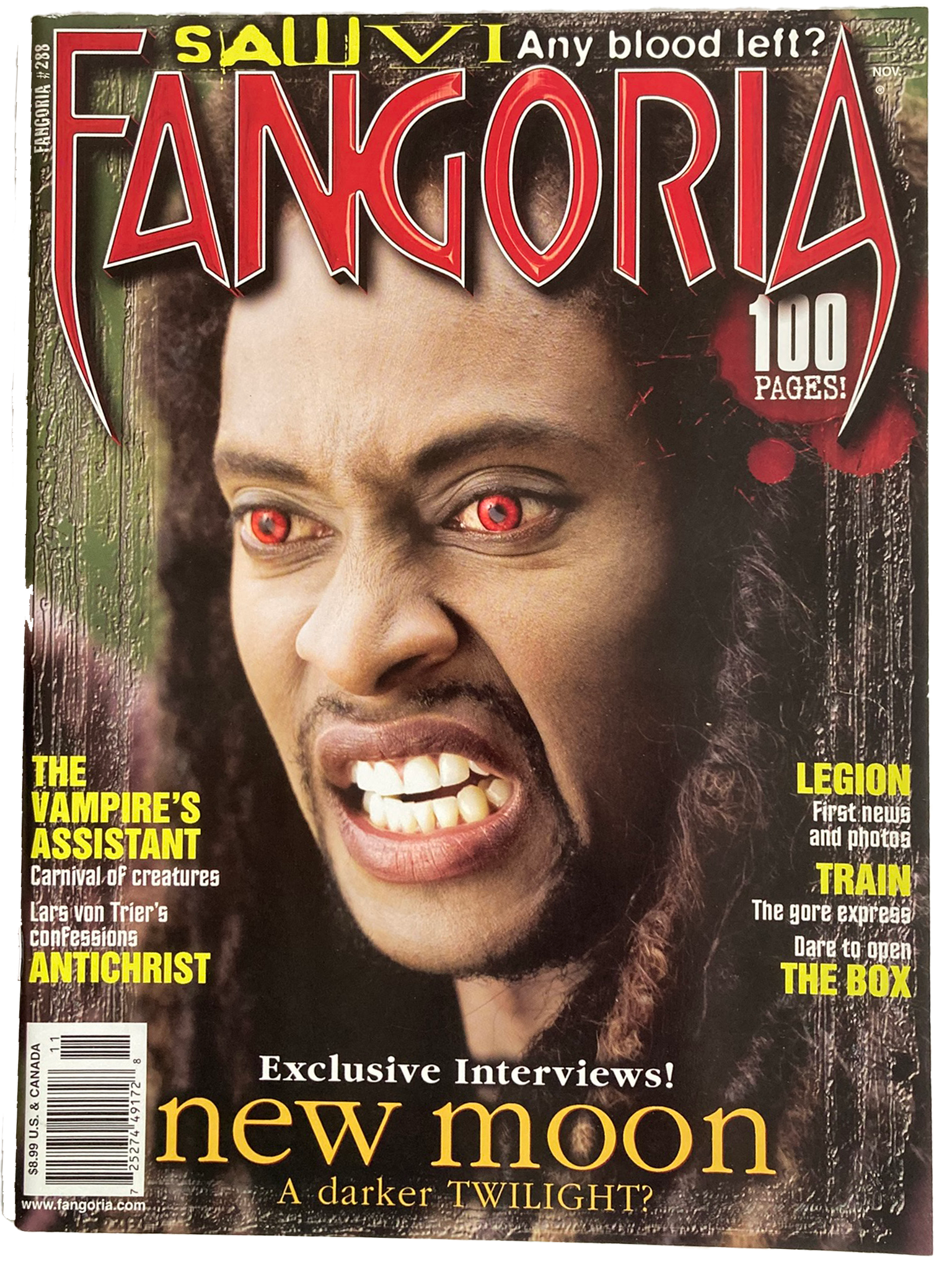 Magazine cover of Fangoria #288 covering New Moon and more.