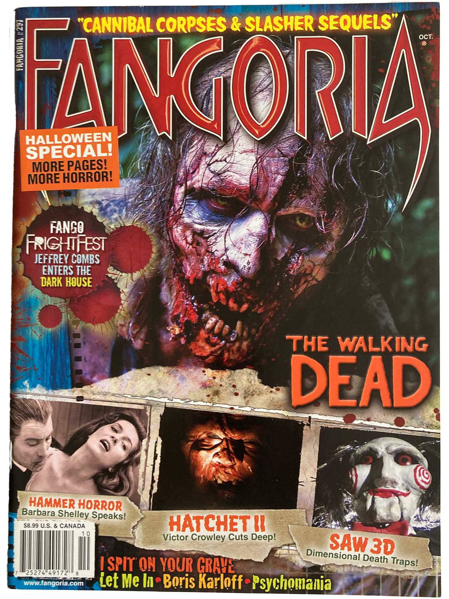 Magazine cover of Fangoria #297 featuring The Walking Dead and more.