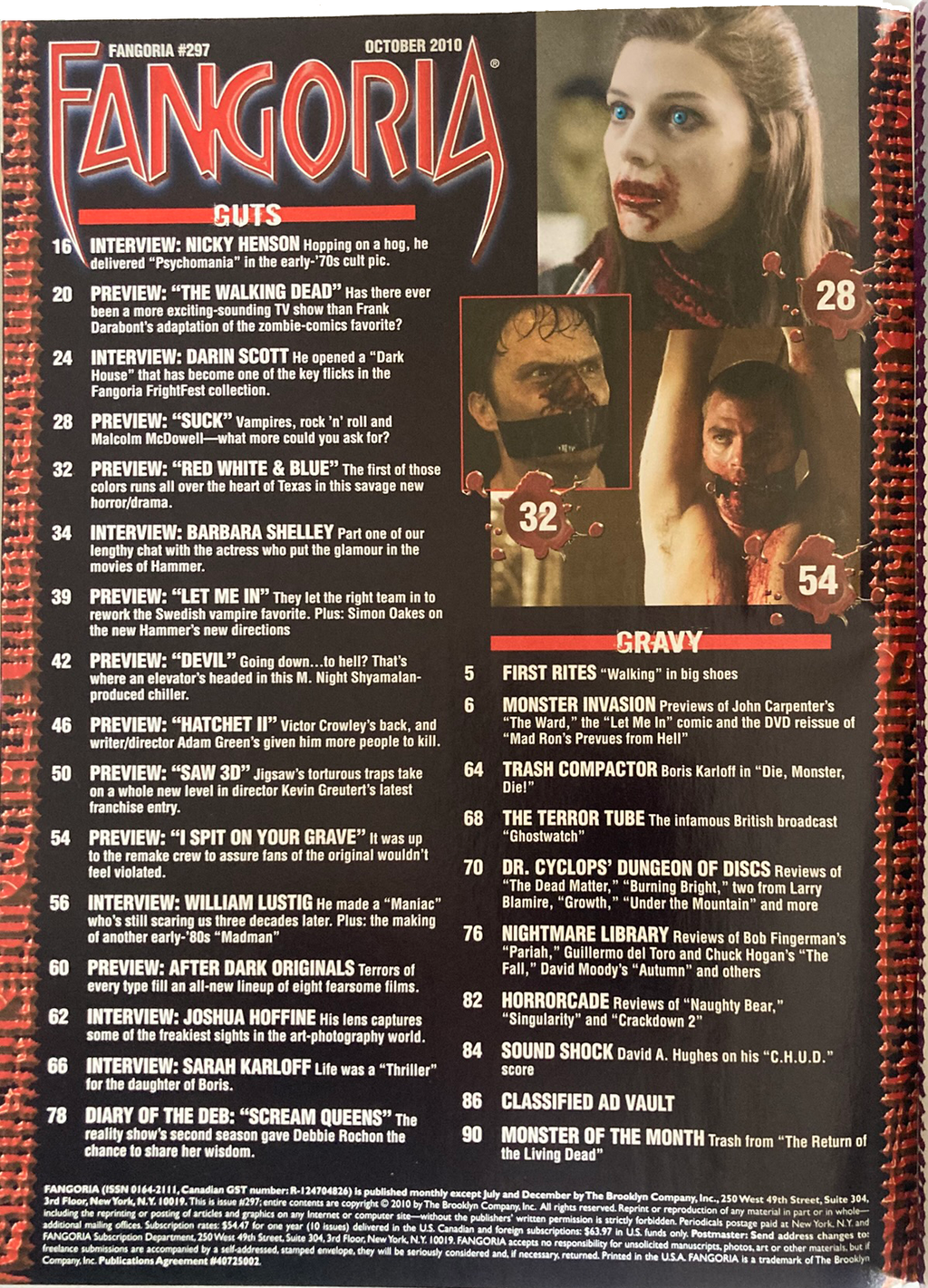 Fangoria magazine cover with horror-themed images and text