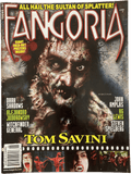 Magazine cover of Fangoria featuring a zombie with text and images of other people.