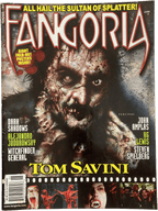 Magazine cover of Fangoria featuring a zombie with text and images of other people.