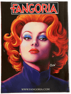 Fangoria magazine cover with a woman's face and red hair, featuring the Fangoria logo.