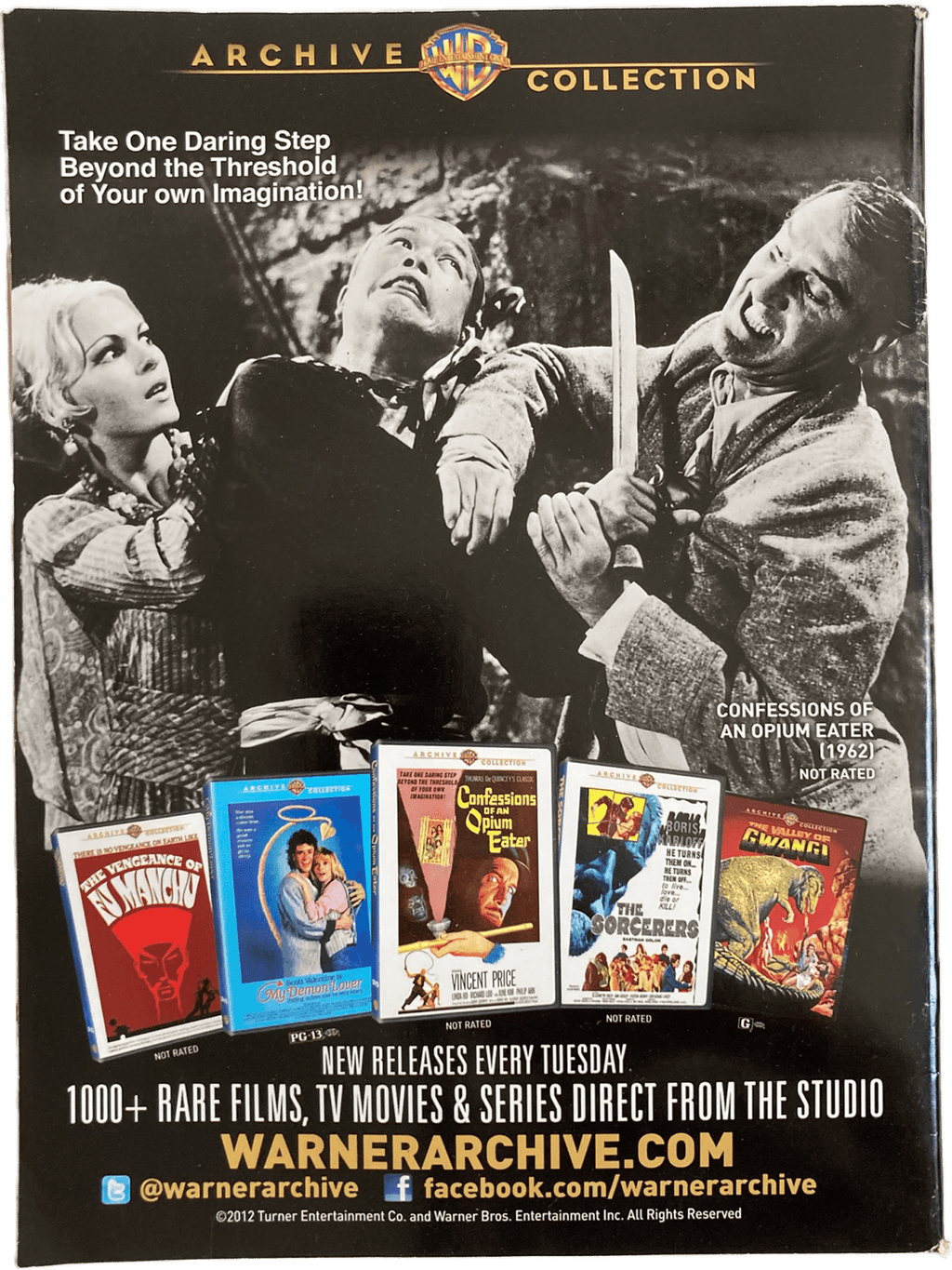 Warner Archive Collection promotional poster with black and white image of a scene from a movie, featuring text and additional movie posters.