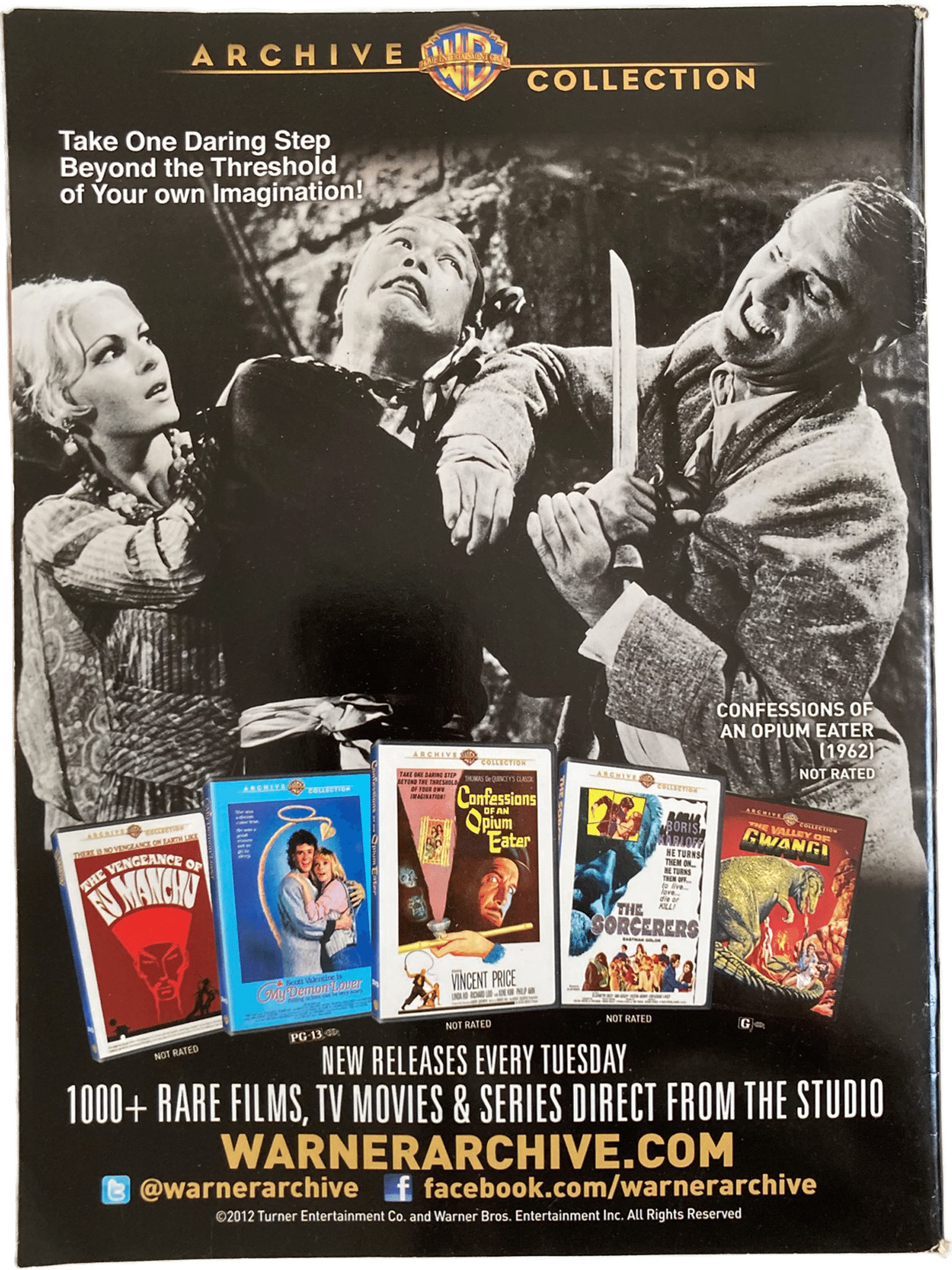 Warner Archive Collection promotional poster with black and white image of a scene from a movie, featuring text and additional movie posters.