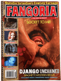 Fangoria Magazine #319 cover featuring a bold Django Unchained scene with horror film highlights and vintage grindhouse flair.
