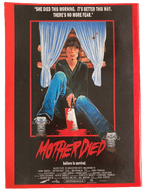 Fangoria Magazine #319 back cover art with a bloody cleaver, distressed woman, and horror quote in vintage grindhouse style