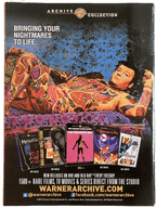 Advertisement for Warner Archive Collection featuring a person with tattoos and various movie posters.