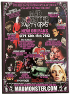 Promotional poster for Mad Monster Party Gras event featuring horror-themed characters and text.