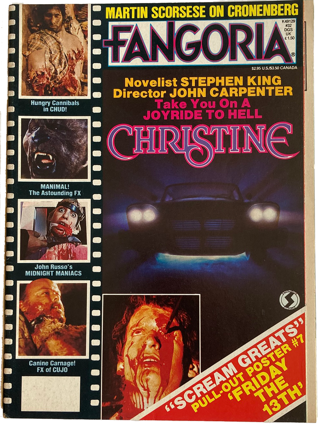 'Fangoria' magazine featuring images and text related to horror films.