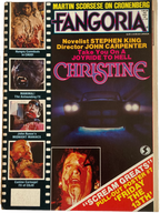 'Fangoria' magazine featuring images and text related to horror films.