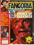Fangoria magazine cover featuring a horror-themed layout with text and images of a man with a red face.