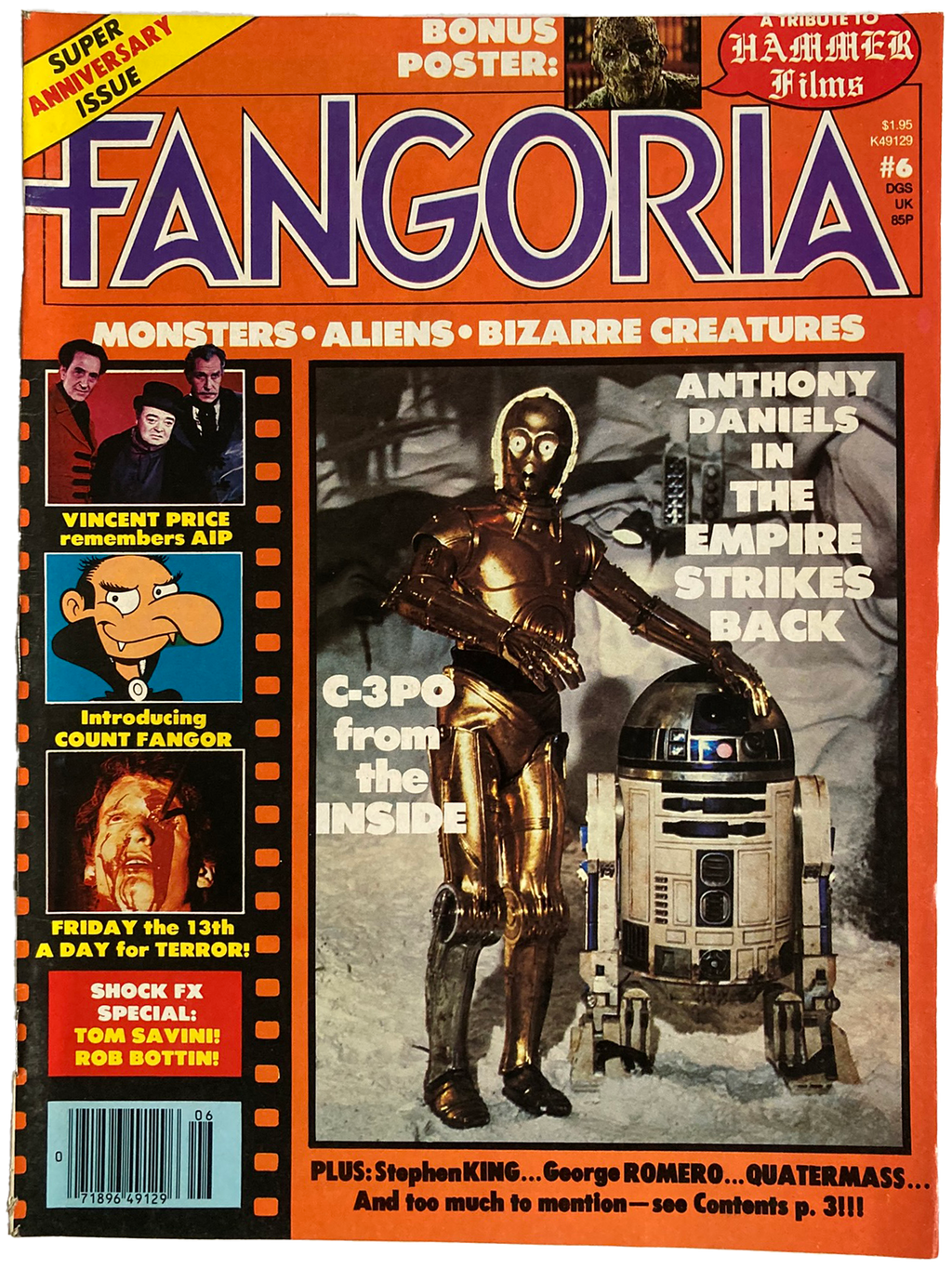 Magazine cover of Fangoria #6 featuring C-3PO and R2-D2 from Star Wars.