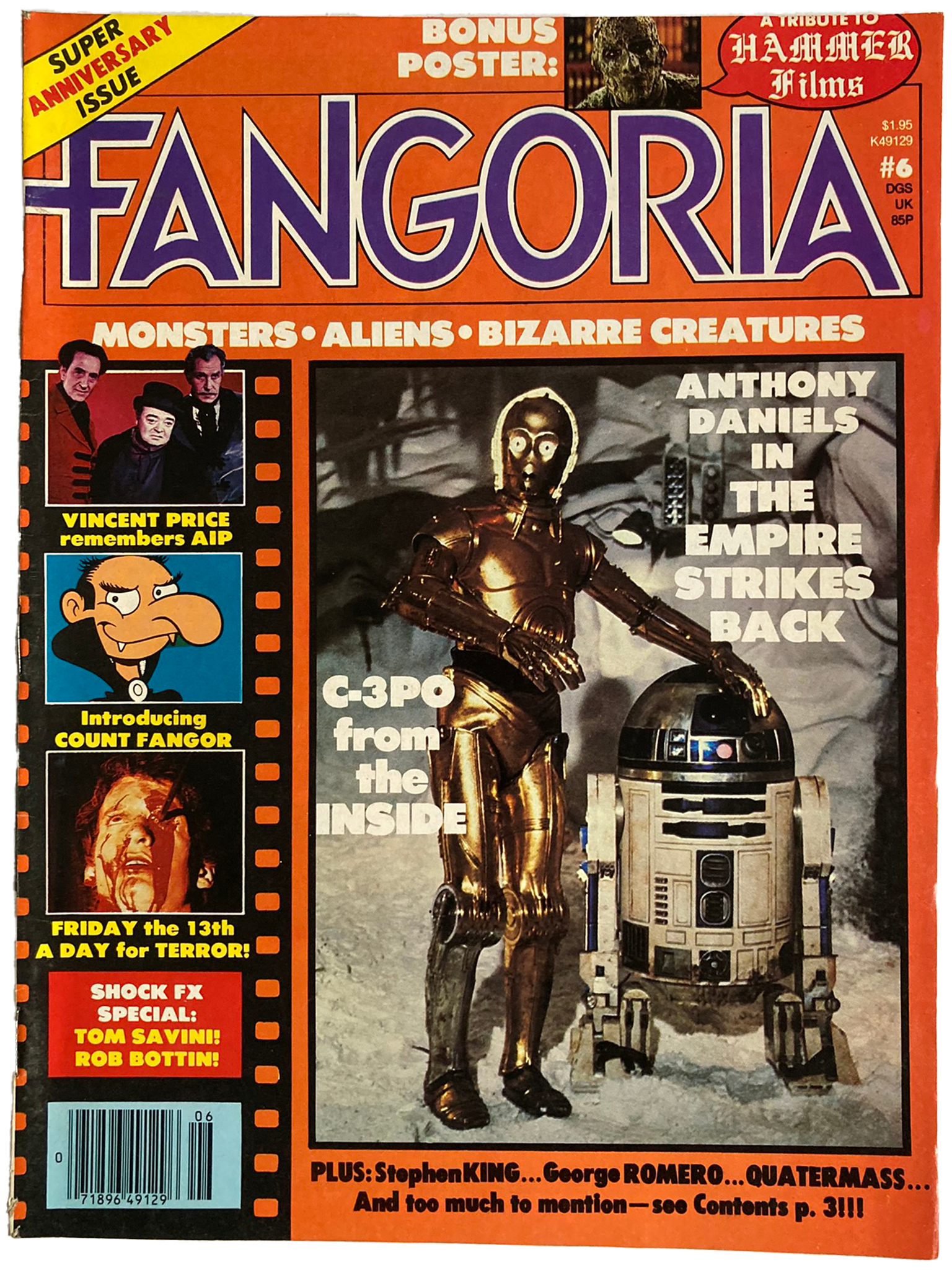 Magazine cover of Fangoria #6 featuring C-3PO and R2-D2 from Star Wars.