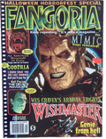 Magazine cover of Fangoria featuring a horror-themed layout with text and images.