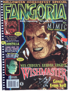 Magazine cover of Fangoria featuring a horror-themed layout with text and images.