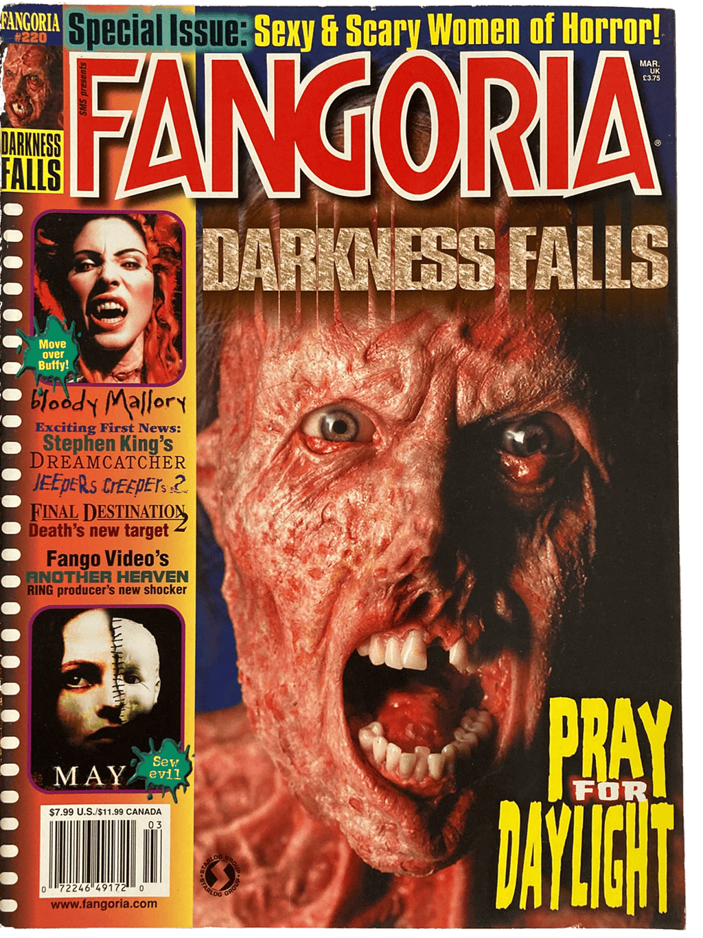 Magazine cover of Fangoria #220 featuring a Darkness Falls