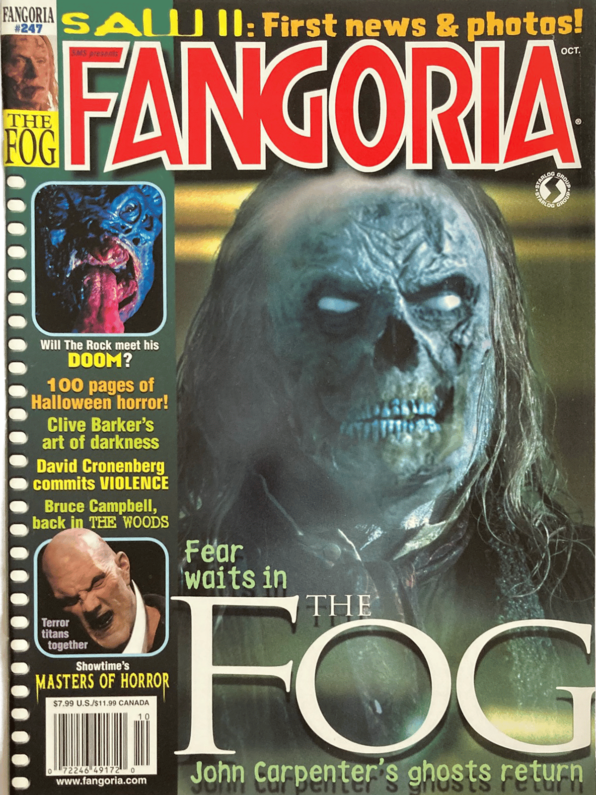 Magazine cover of Fangoria #247 featuring 'The Fog' with a ghostly figure.