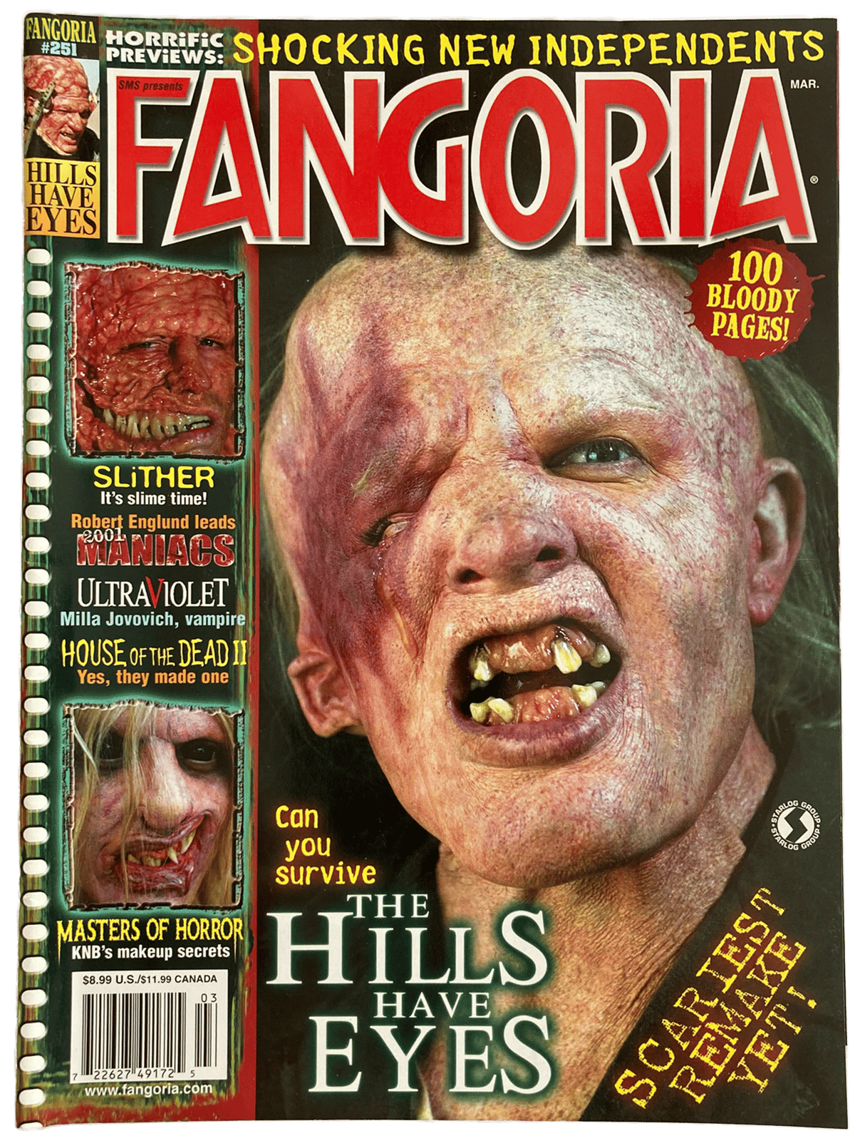 Magazine cover of Fangoria #251 featuring a The Hills Have Eyes