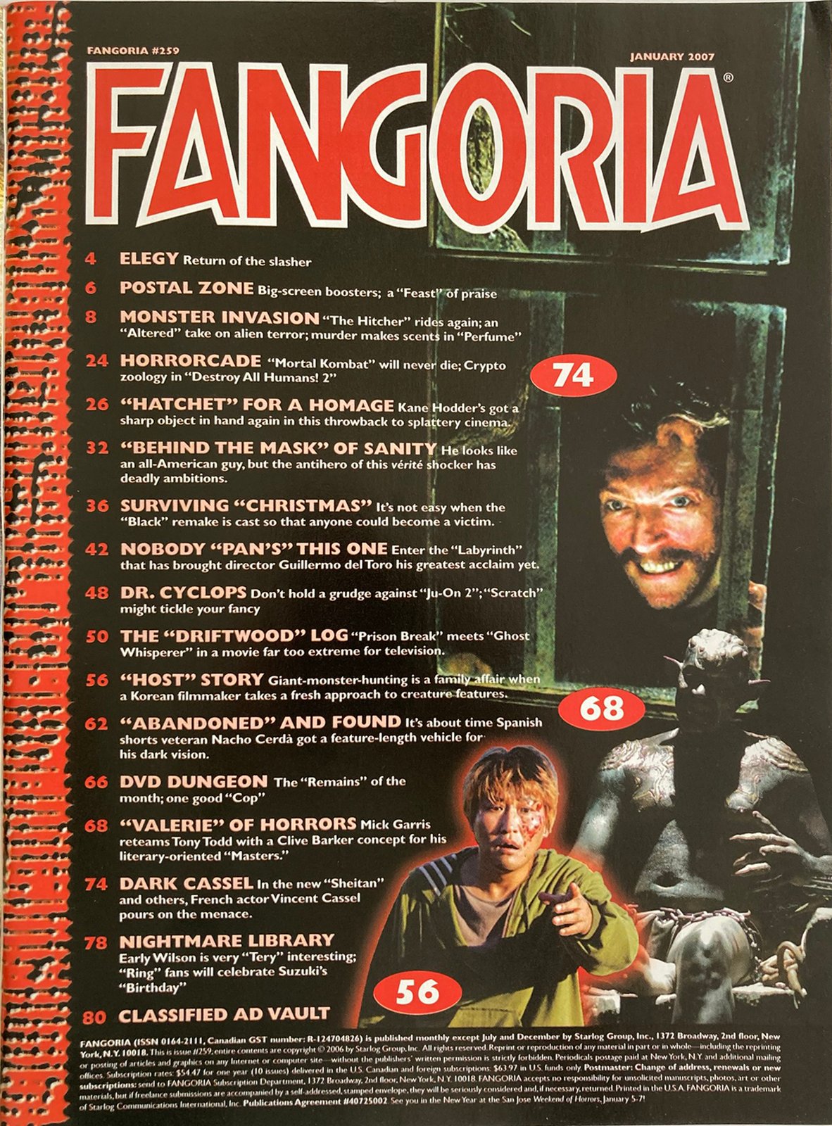 Cover of Fangoria magazine with horror movie images and text