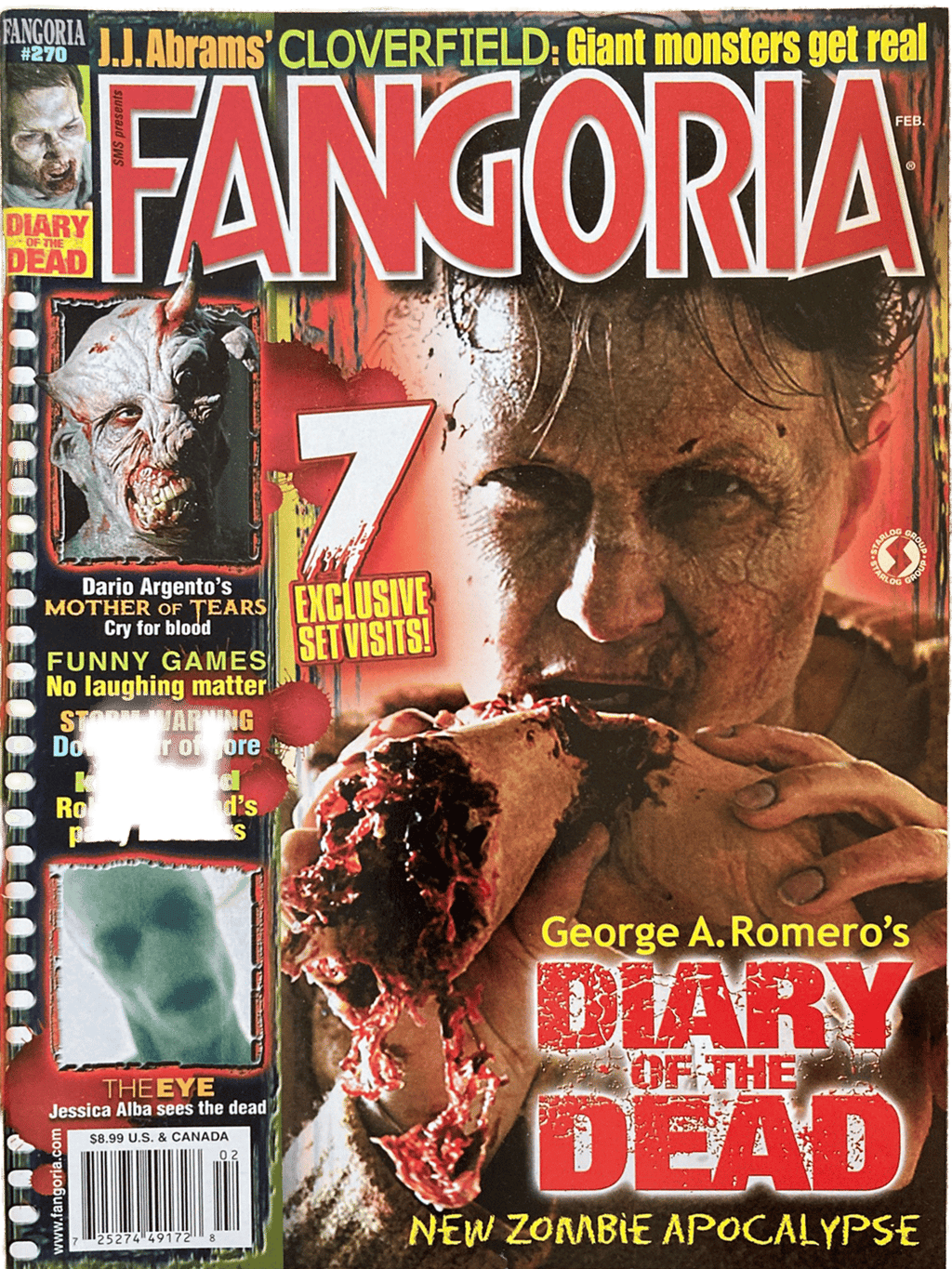 Magazine cover of Fangoria #270 featuring a zombie and horror movie references