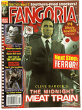 Magazine cover of Fangoria #273 featuring a horror movie review with a man in a suit and text about 'The Midnight Meat Train'.