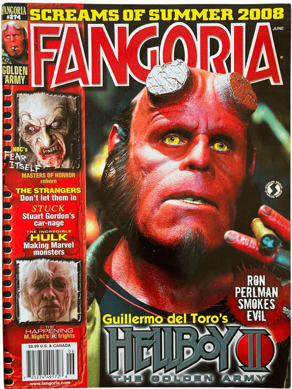 Magazine cover of Fangoria featuring Hellboy II with promotional text