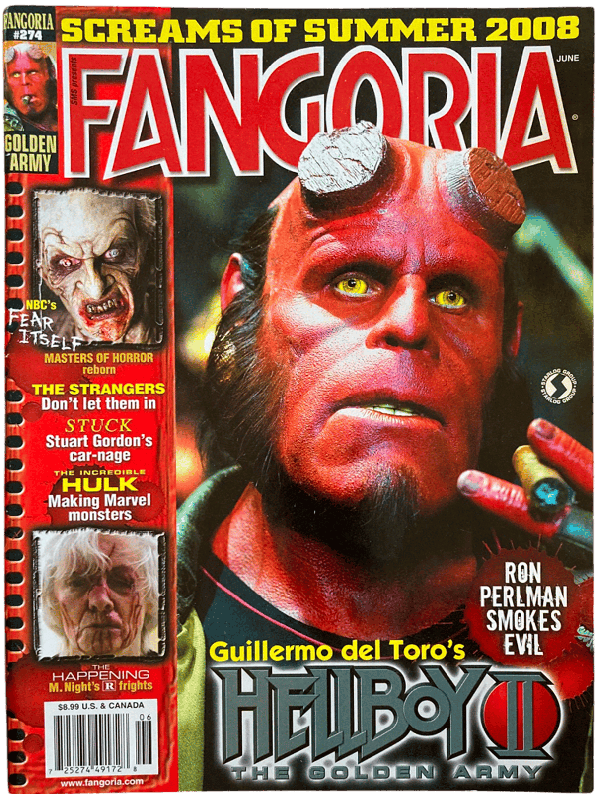 Magazine cover of Fangoria featuring Hellboy II with promotional text
