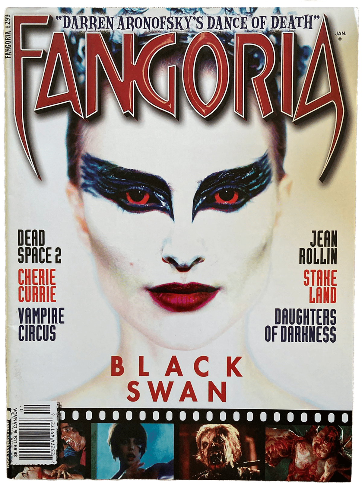 Magazine cover of Fangoria featuring a the movie Black Swan