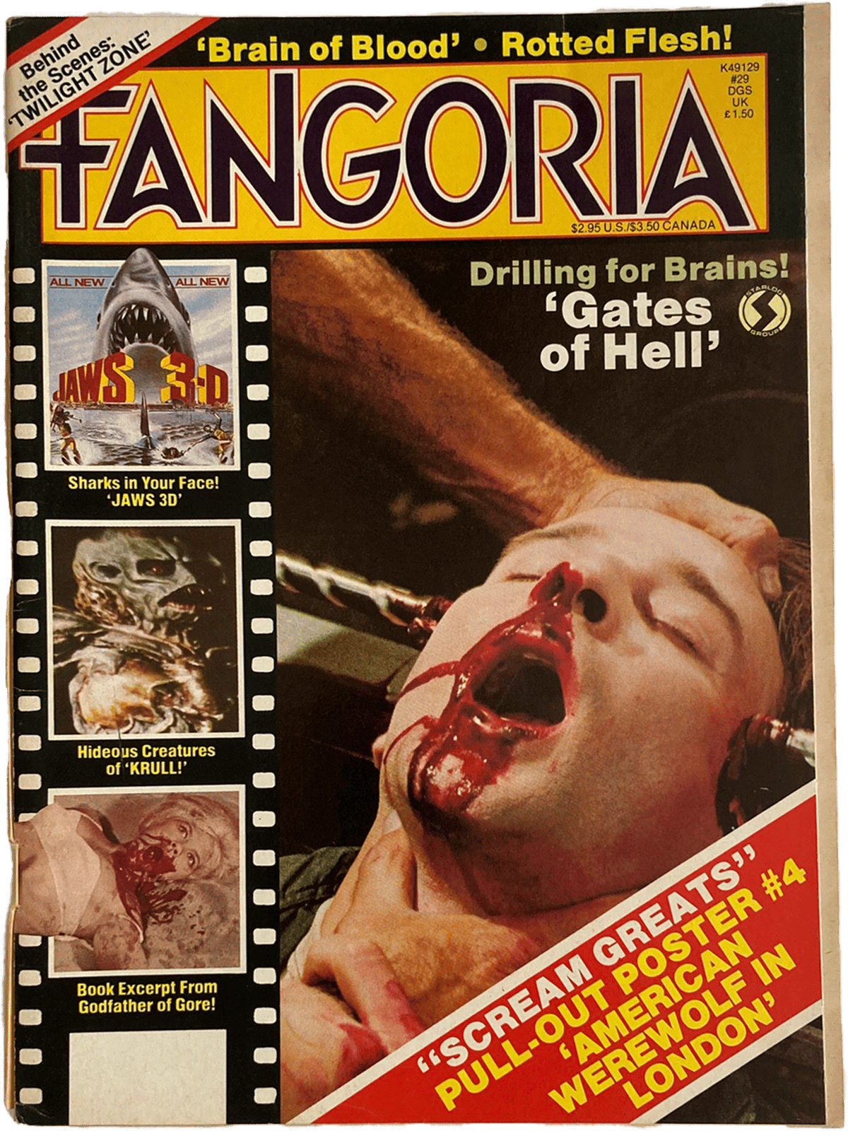 Fangoria magazine cover with horror-themed images and text