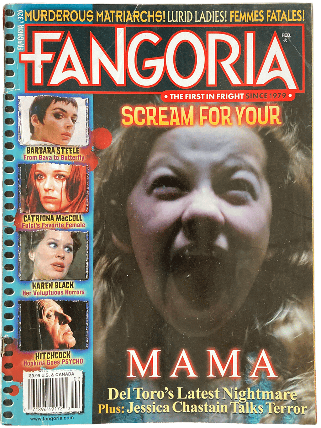 Fangoria magazine cover with horror movie actress and text