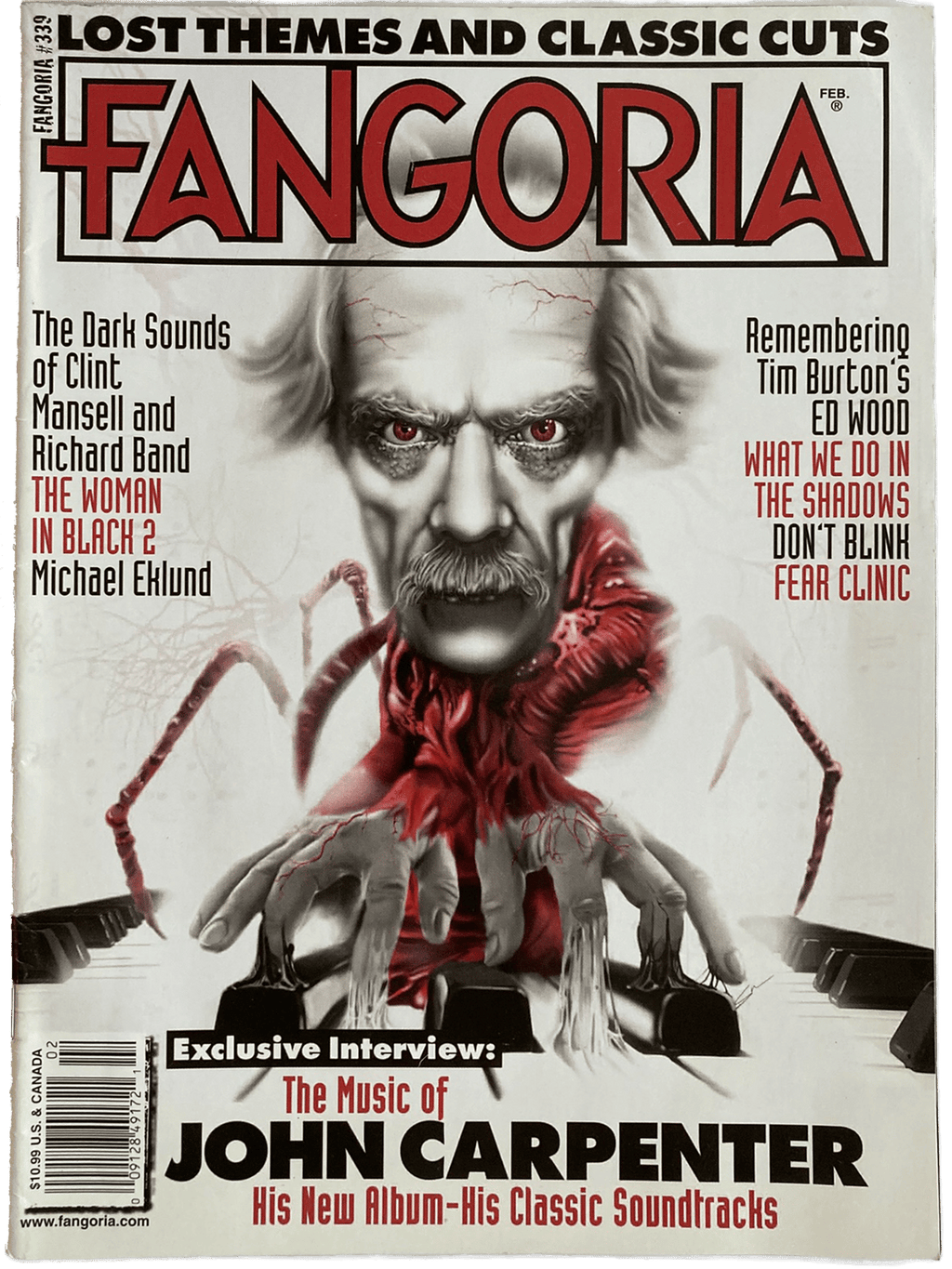 Magazine cover of Fangoria featuring a horror-themed cover with text and images.