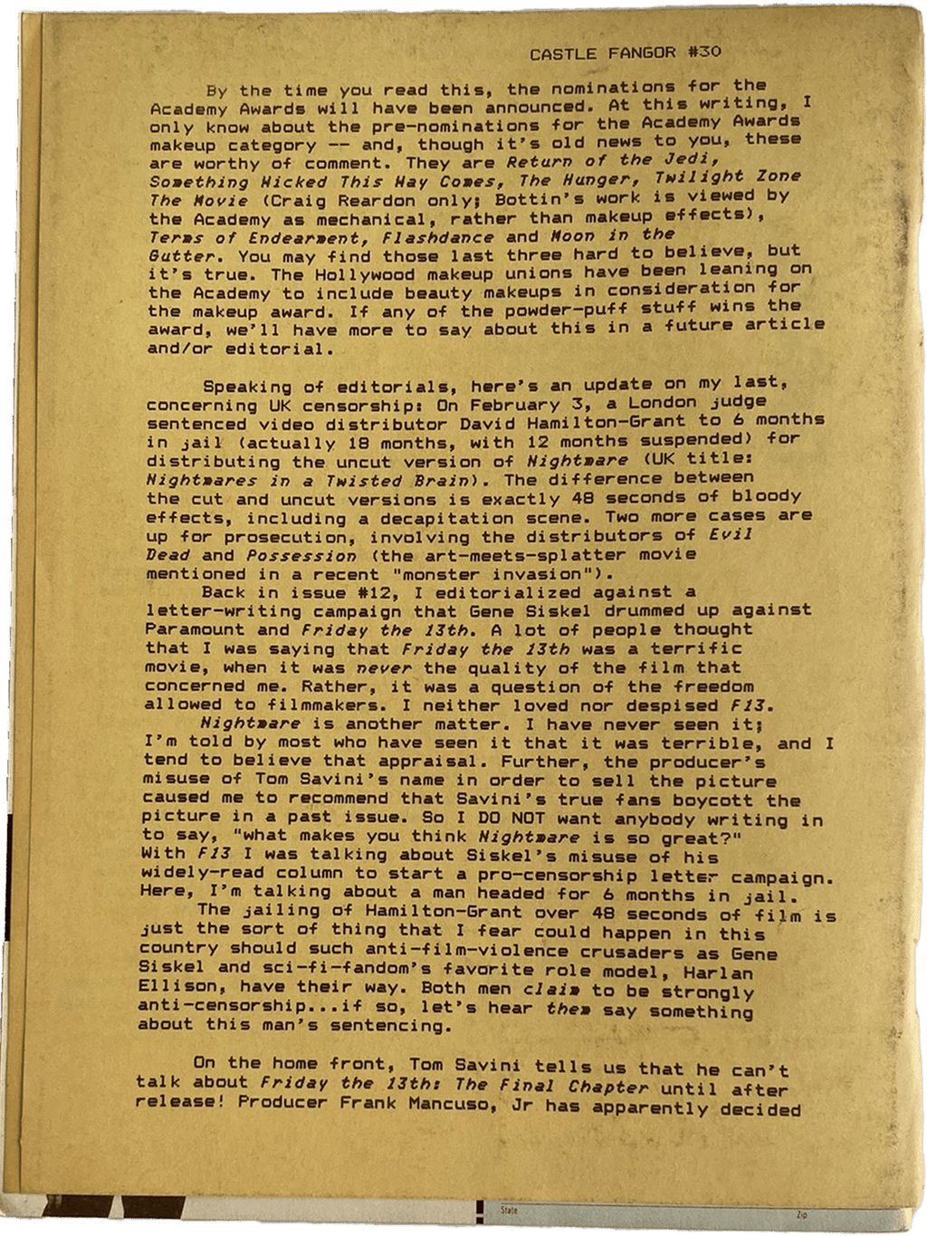 Fangoria Magazine #35