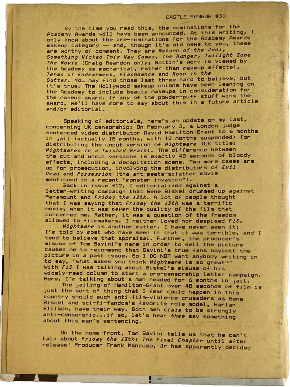 Fangoria Magazine #35