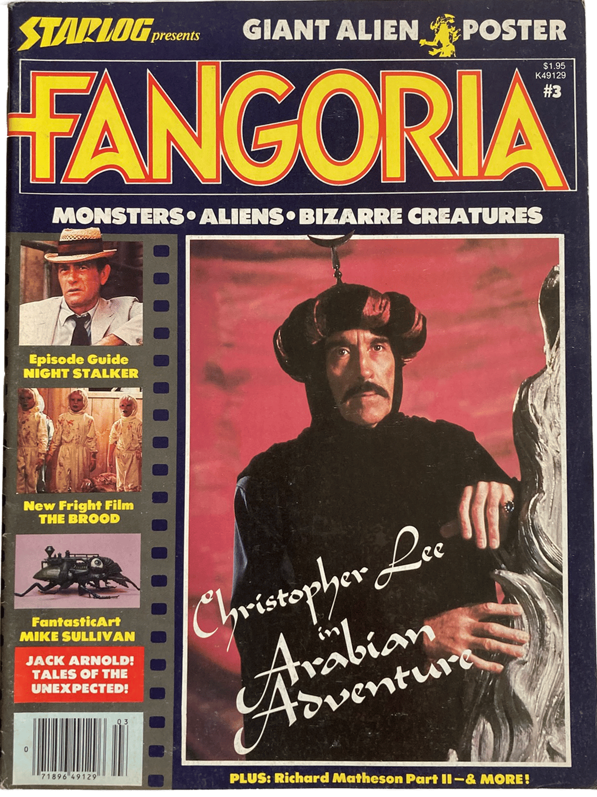 Cover of 'Fangoria' magazine #3 featuring Christopher Lee in an Arabian Adventure