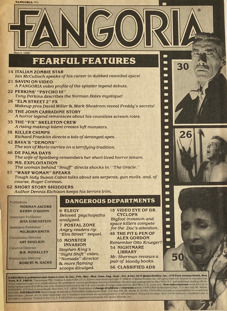 Fangoria Magazine #52