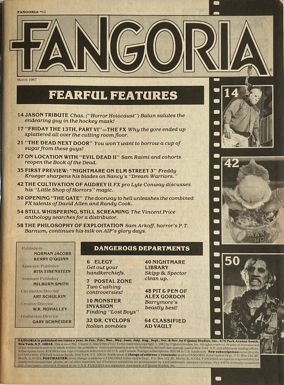 Fangoria Magazine #62