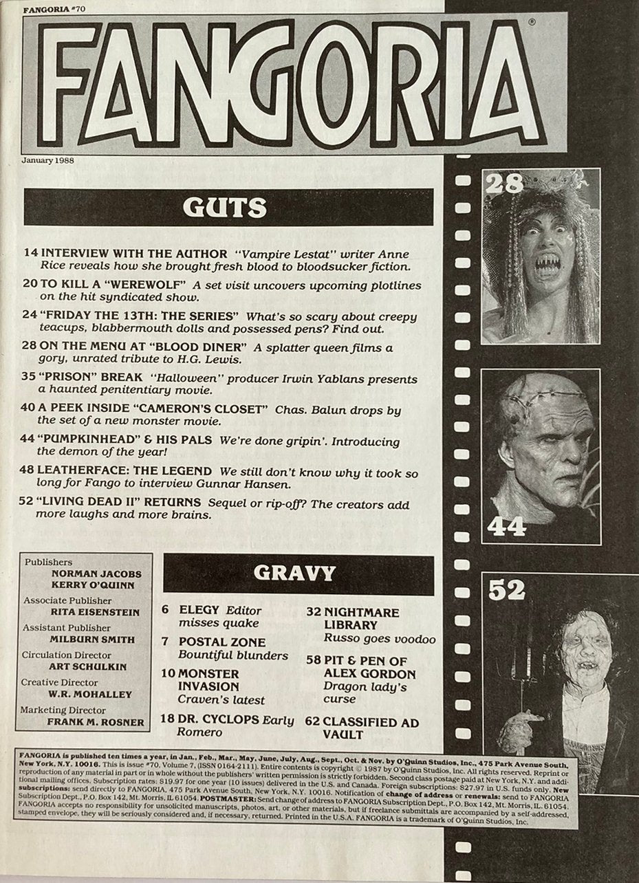 Fangoria magazine cover with horror movie images and text