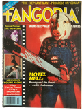 Magazine cover of 'Fangoria' featuring a person with a pig mask holding a chainsaw.