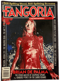 Magazine cover of Fangoria featuring a bloody woman with text about Brian de Palma and Kimberly Pierce.