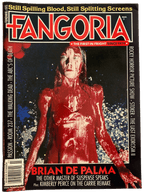 Magazine cover of Fangoria featuring a bloody woman with text about Brian de Palma and Kimberly Pierce.