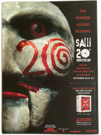 Fangoria Vol. 2 #25 Limited Edition Subscriber Cover showing Saw 20th Anniversary art with eerie puppet face and horror text.
