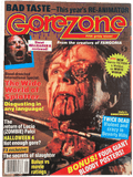 Magazine cover of Gorezone with horror-themed graphics and text.