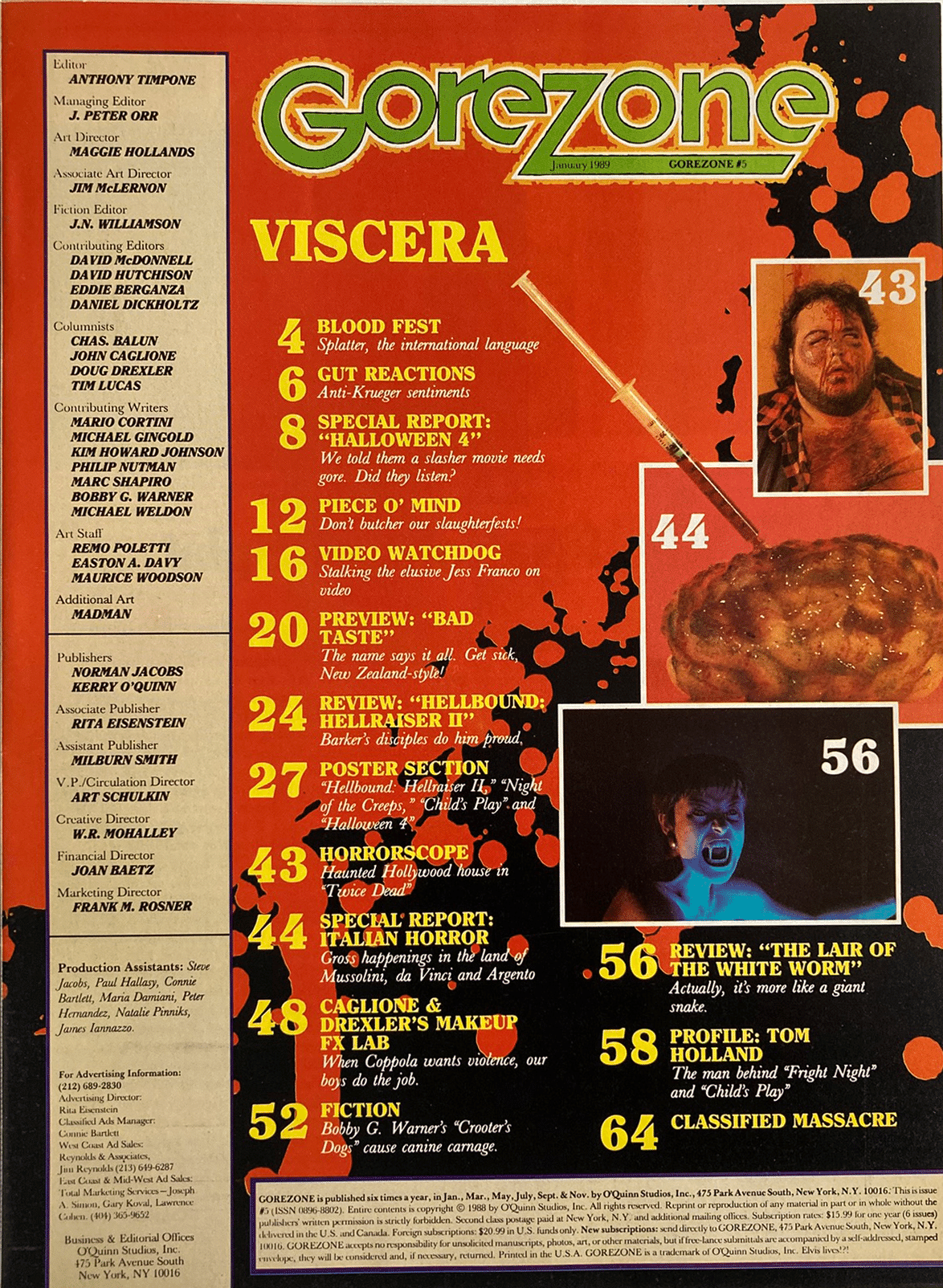 Gorezone magazine cover with horror-themed layout and text
