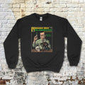 Herbert West, Re-animator - Pulp Edition #2 sweatshirt with vintage comic cover design of scientist and dark creature on black fabric